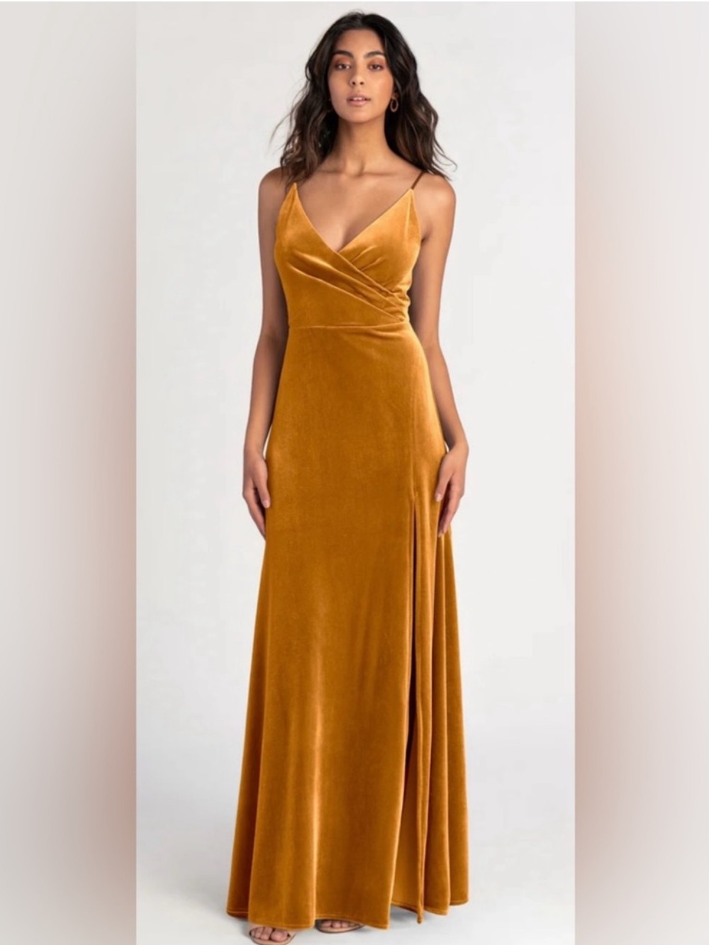 Jenny Yoo Collection Marigold Stretch Velvet Dress 6 Bridesmaid Evening Gown